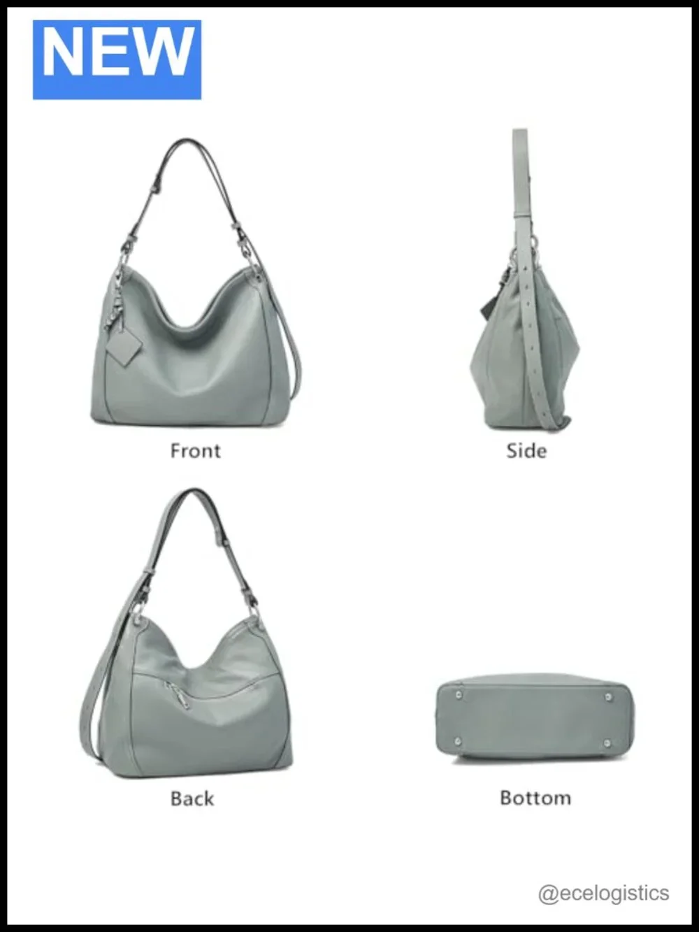 Slouchy Hobo Tote Bag Cowhide Leather Shoulder Handbag Purse Crossbody